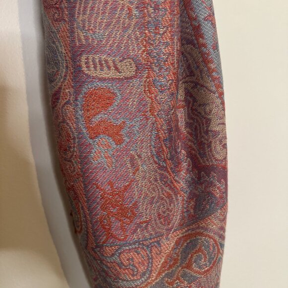 Pashmina Silk Blend Paisley Fringe Jacquard Shawl Scarf Boho Elegant - Picture 4 of 5